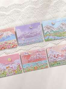 6 thiệp chúc mừng thiết kế tranh sơn dầu, bộ thiệp chúc mừng đa năng dễ thương cho sinh nhật - Nhiều màu - Xem 6