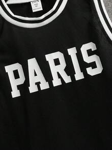 SHEIN 男孩字母圖案補丁細節拼接邊背心上衣