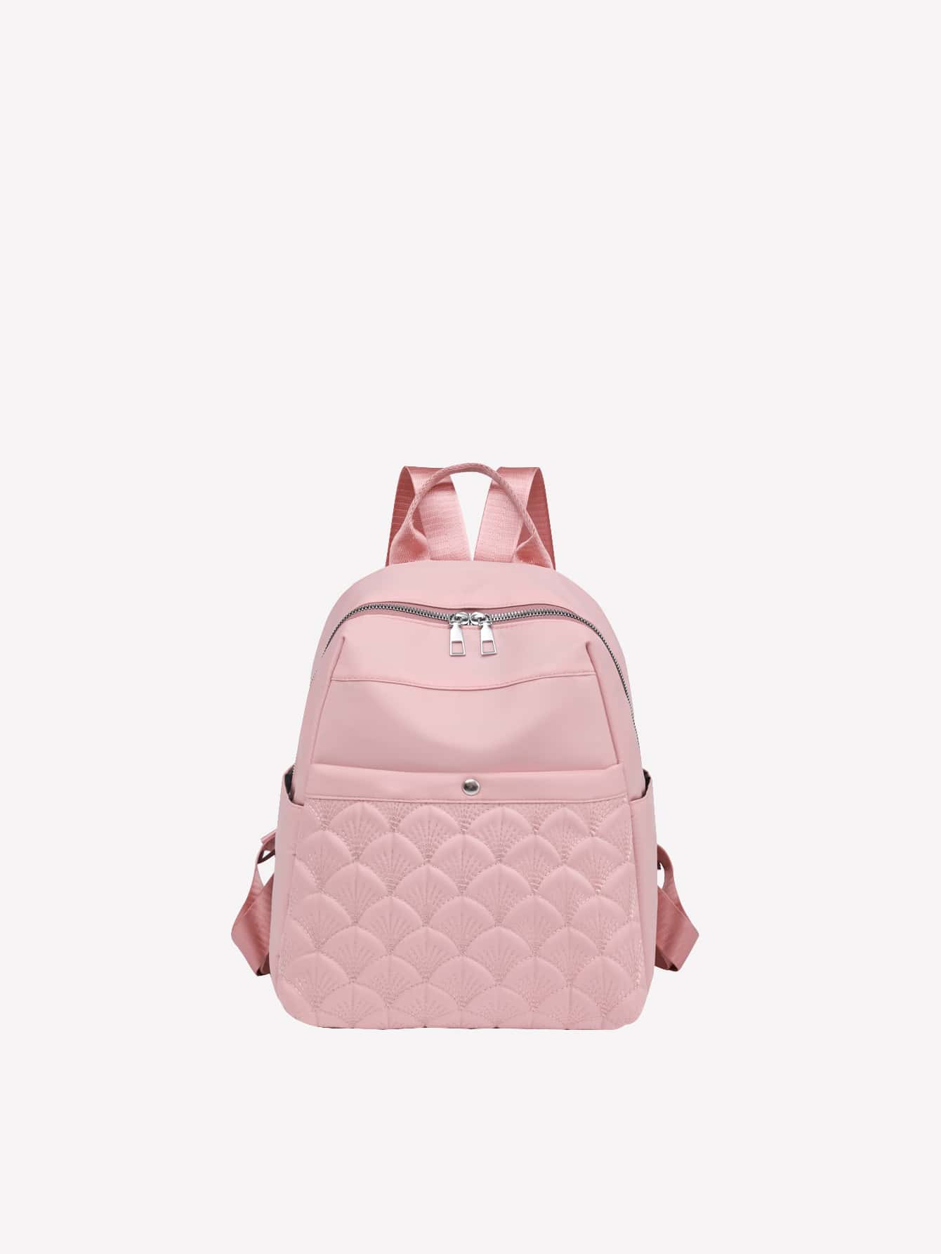 Pink Classic Backpack Casual Quilted Detail - Pink - View 1
