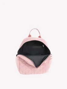 Pink Classic Backpack Casual Quilted Detail - Pink - View 3