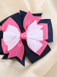 1入組女孩撞色蝴蝶結裝飾時尚鴨嘴夾適用於頭髮裝飾用品 - 彩色 - 查看 3