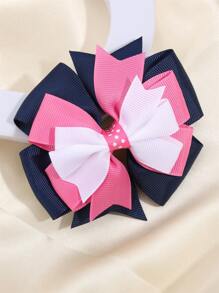 1入組女孩撞色蝴蝶結裝飾時尚鴨嘴夾適用於頭髮裝飾用品 - 彩色 - 查看 4