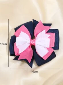 1入組女孩撞色蝴蝶結裝飾時尚鴨嘴夾適用於頭髮裝飾用品 - 彩色 - 查看 5