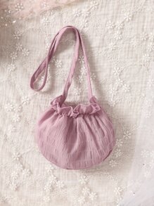 SHEIN Baby Contrast Eyelet Embroidery Ruffle Trim Dress - Pink - View 3