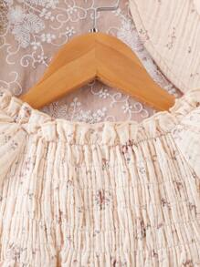 SHEIN Baby Floral Print Puff Sleeve Dress