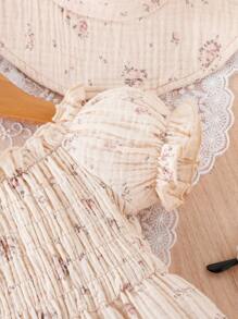 SHEIN Baby Floral Print Puff Sleeve Dress