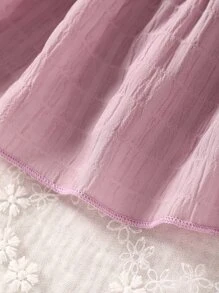 SHEIN Baby Contrast Eyelet Embroidery Ruffle Trim Dress - Pink - View 6