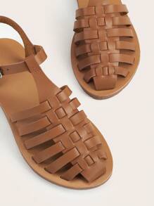 Dép màu nâu kỳ nghỉ dành cho nữ, Dép đấu sĩ thiết kế bện - màu nâu - Xem 4