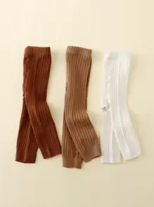 3 piezas Medias de 3/4 de longitud a rayas de color moteado, unisex para bebé, apropiado para uso diario - Multicolor - Ver 2