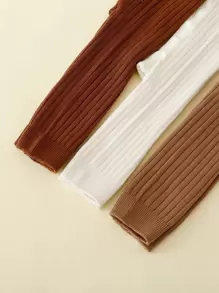 3 piezas Medias de 3/4 de longitud a rayas de color moteado, unisex para bebé, apropiado para uso diario - Multicolor - Ver 5