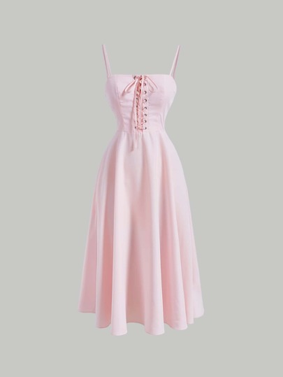 SHEIN MOD Vestido de tirantes con cordón delantero