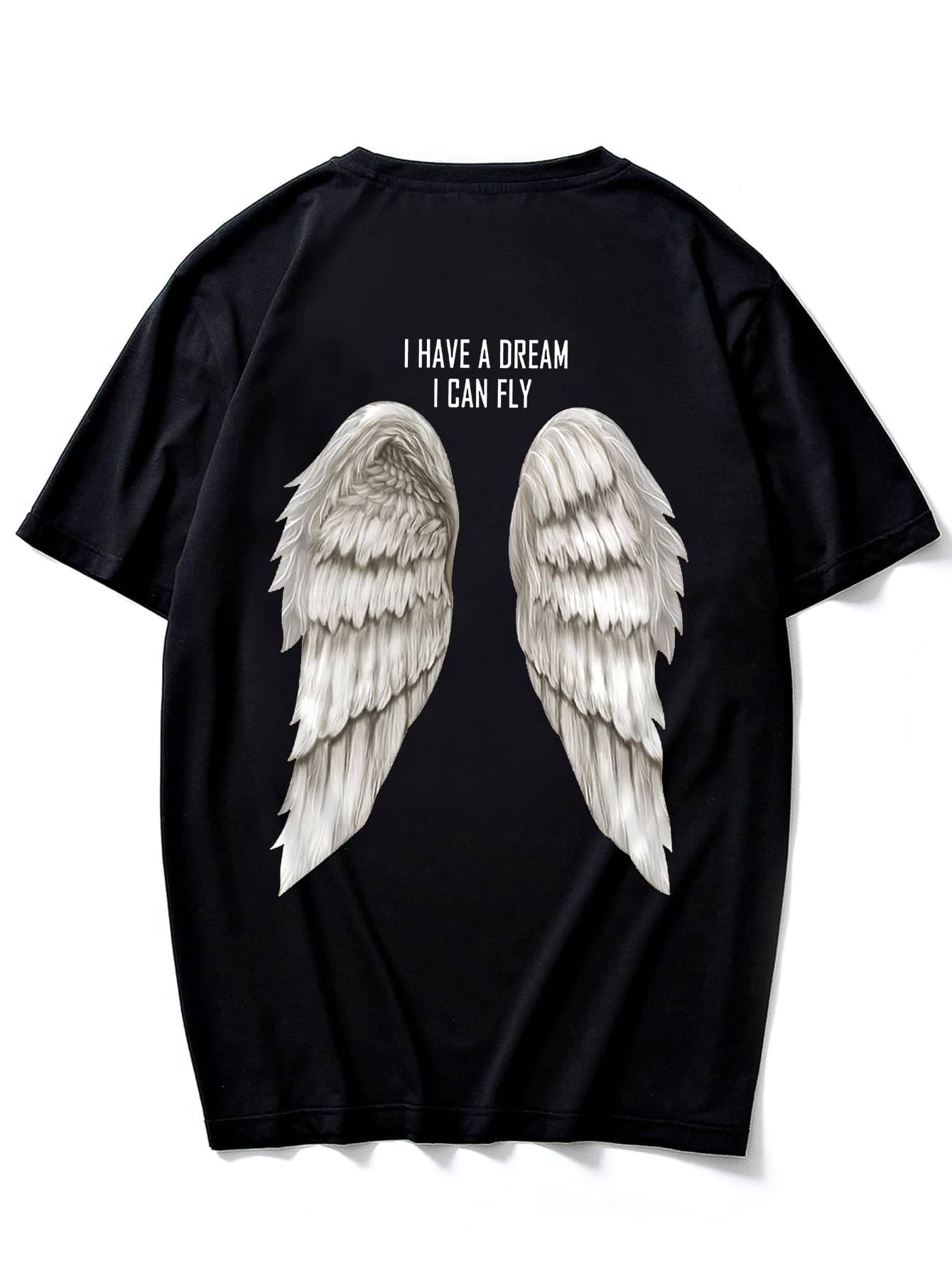 Manfinity EMRG Hombres Camiseta ala & con estampado de slogan - Negro - Ver 1