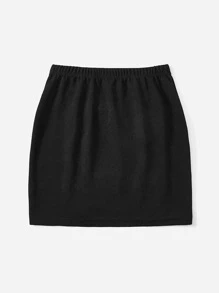 SHEIN PETITE Váy nữ Ren lên Thùa khuyết màu trơn Gợi cảm - màu đen - Xem 2