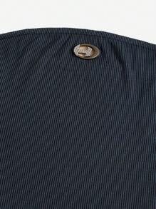 SHEIN EZwear 字母補丁細節抹胸連體衣