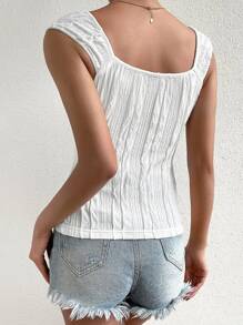 SHEIN Frenchy Solid Scoop Neck Wide Straps Top - White - View 2