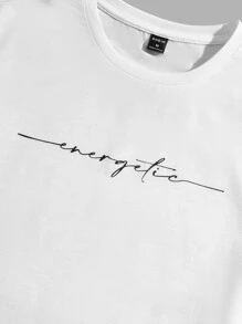 Manfinity VCAY Men Letter Graphic Tee - White - View 3