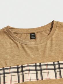 GENTILAND Men Plaid Print Tee & Drawstring Waist Shorts - Multicolor - View 3