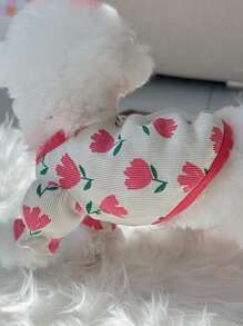 1 áo thun thú cưng in hoa cho chó và mèo cho mùa hè - Đỏ - Xem 1