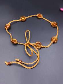 1入組女士串珠裝飾波西米亞繩索腰帶適合度假 - 彩色 - 查看 1