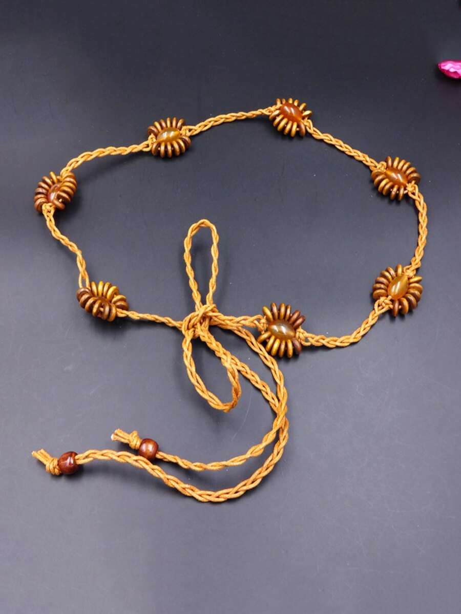 1入組女士串珠裝飾波西米亞繩索腰帶適合度假 - 彩色 - 查看 1