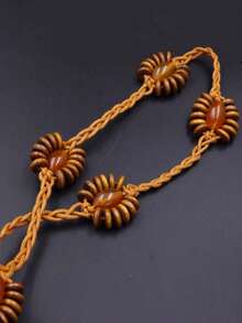 1入組女士串珠裝飾波西米亞繩索腰帶適合度假 - 彩色 - 查看 4