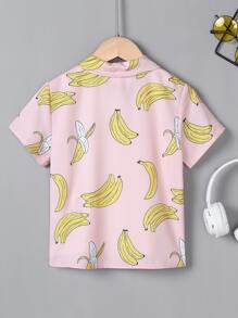 SHEIN 小男童香蕉印花襯衫不帶T恤