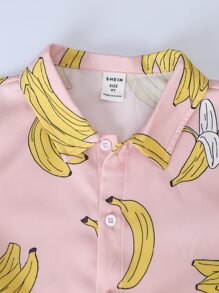 SHEIN 小男童香蕉印花襯衫不帶T恤