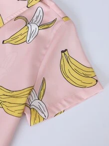 SHEIN 小男童香蕉印花襯衫不帶T恤
