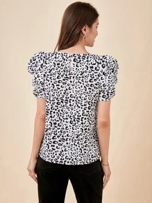 BizChic In hoa Báo Ống tay áo Áo Trang phục làm việc - Đen và trắng - Xem 2