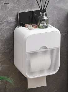 1pc Multifunction Bathroom Toilet Paper Holder - White - View 1
