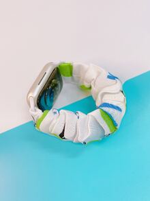 2入組花朵圖案大腸髮圈設計錶帶適用於Apple Watch - 彩色 - 查看 2