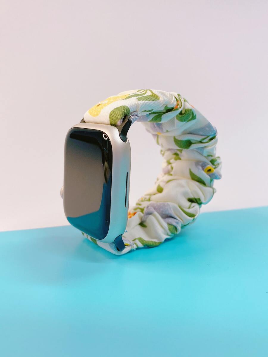 Floral Pattern Scrunchie Watchband Compatible With Apple Watch - Multicolor - View 1
