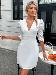 Aveloria Rosie Vestido de mujer elegante con escote profundo y mangas abullonadas