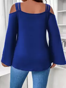 SHEIN LUNE 大碼挖肩T恤 - 寶藍色 - 查看 2