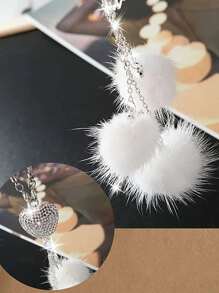 1 pieza Adorno colgante de coche con diamante de imitación con accesorio de corazón - Blanco - Ver 4