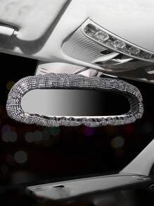 Rhinestone Decor Car Rear View Mirror Cover - Black - View 1