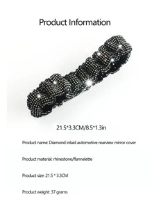 Rhinestone Decor Car Rear View Mirror Cover - Black - View 3