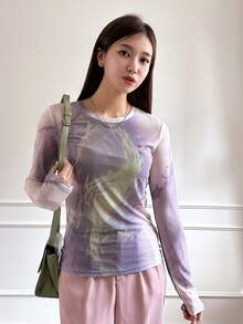 DAZY Tie Dye Mesh Top - Multicolor - View 5
