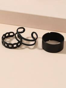 3入組時尚極簡中空疊戴戒指,適合女性日常穿戴