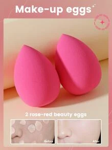 2pcs Makeup Sponge - Hot Pink - View 3