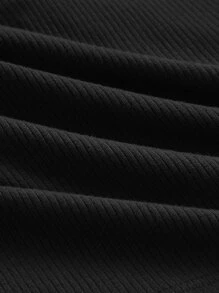 SHEIN MOD Solid Ribbed Knit 2 In 1 Tee With Tie