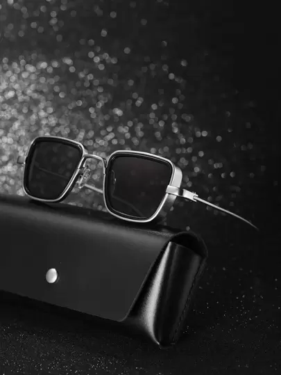 POLASUP 1 件男士金属朋克太阳镜，时尚眼镜，赛博朋克重金属光泽复古独特眼镜，适合夏季、四季、户外使用，适合夏季海滩度假、户外、旅行