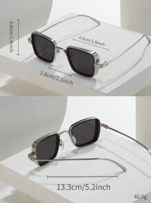 POLASUP 1 chiếc kính mát Punk kim loại cho nam, kính thời trang, kính độc đáo cổ điển bóng kim loại nặng Cyberpunk, thích hợp cho mùa hè, mọi mùa, sử dụng ngoài trời cho kỳ nghỉ bãi biển mùa hè, ngoài trời, du lịch - Bạc - Xem 5