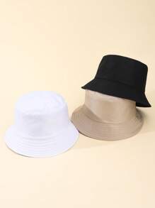 3pcs Solid Bucket Hat - Multicolor - View 2