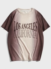 ROMWE MEN Street Life Guys Letter Graphic Ombre Tee - Multicolor - View 1