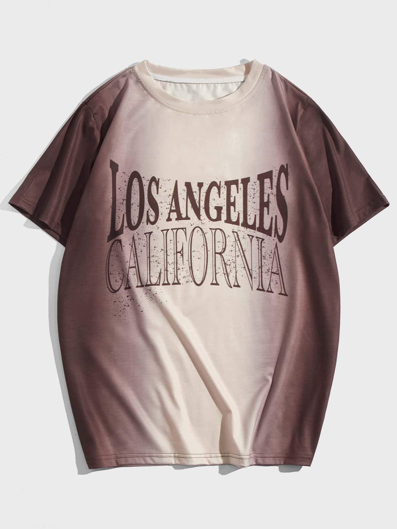 ROMWE MEN Street Life Guys Letter Graphic Ombre Tee - Multicolor - View 1