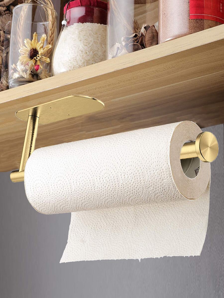 1pc Stainless Steel Tissue Storage Rack, Minimalist Golden Tissue Storage Rack For Home - Gold - View 1