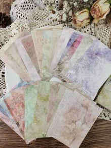 60pcs Flower Pattern Material Paper, Vintage Multi-purpose Decorative Craft Paper For DIY Craft, Decoration - Multicolor - View 1