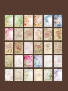 60pcs Flower Pattern Material Paper, Vintage Multi-purpose Decorative Craft Paper For DIY Craft, Decoration - Multicolor - View 4