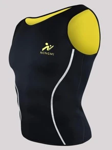 Men Letter Graphic Sports Tank Top Gym Clothes Men - Black - View 3